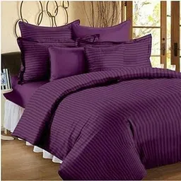 Sky Tex Plain Purple Color Satin Striped 180 TC Single Bed Size Zipper Duvet Cover-picture-16