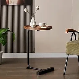 Silver Martini Bedside Tables, Side Table for Sofa and Bed, Beside Small Table Desk for Living Room Side Table Bedroom Great for Indoor & Outdoor (Brown, Concave Table)-picture-23