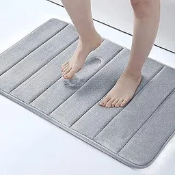 HomeCloud Memory Foam mat|Bath mat|Door mat |Non-Slip, Water Absorption, Soft and Comfortable, Easier to Dry,Machine Wash,14mm (Grey) 40x60cm, rectangular-image-5