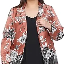 oxolloxo Women Regular Fit Polyester Printed Casual Brown Blazer Jacket-picture-20