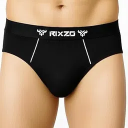 rixzo Men's Cotton Briefs - 100% Cotton (Pack of 1) Black Color Outer Elastic Breif-picture-43