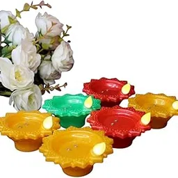 Charge X Set of 6 Decorative Flower Shape Water Sensor Multi Color Diyas – Automatic Water-Activated Diya for Diwali, Pooja, Home Decoration & Wedding Gifts (Pack of 6, Medium)-image-70