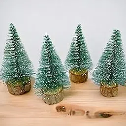 4 Pcs Mini Christmas Trees,Tabletop Frosted Christmas Pine Tree with Wood Base for Christmas Home Party Decoration Colour May Vary-picture-28