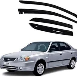 Door Visor Wind Rain Deflector Black Compatible Accent Year 2007 to 2013 Set of 4 Pieces-picture-29