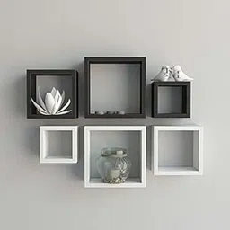 Set of 6 Square Cube Floating Wall Shelves | Decorative Bookshelves for Trophies, Photos, Living Room & Bedroom Décor-image-64