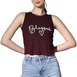 om sai latest creation Crop Tops for Women || Ribbed Solid Chest Printed Crop Top for Girls || Text & Hart Print with Round Neck & Sleeveless Crop Top for Women || Tank Top.-picture-22