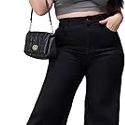 miss chase a+ Women's Wide Leg High Rise Regular Length Stretchable Denim (Plus Size) Jeans-picture-12