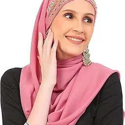 Zardozi Hijab Scarf With Handwork Niqab Wear For Party And Any Occasion (Pack Of 1) Bridal Dupatta/Bridal Scarf/Dupatta for women & Girls Ready To Wear Stole.-picture-48