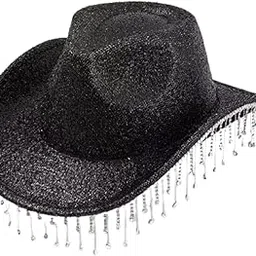 enakshi (label) Cowboy Hat for Women Tassel Cowgirl Hat Fancy Dress Party Props Jazz Cap Black|Clothing, Shoes & Accessories | Womens Accessories | Hats-picture-55