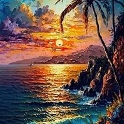 TULIP N TURTLE Tropical Diy Acrylic Painting By Numbers Kit On Canvas, Paint By Number Kit For Beginner Number Painting Kit Diy Canvas Painting By Numbers.Diy Painting Kit ,Multi-Coloured image 1