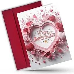 AanyaCentric Anniversary Printed Greeting Card & Envelope 5.8x8.3inch Special Romantic Gift for Husband Wife Marriage Celebration Couple Greeting-picture-24