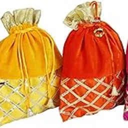 goldgiftideas Silk Velvet Potli Bags for Women, Potli Pouches for Return Gifts, Shagun Potli Bags for Gifting, Potli Purse for Gift/Dry Fruit Packing-picture-37
