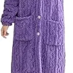 Women’s Winter Fleece Pajama Set with Hooded Long Coat & Pants | Ultra-Soft Plush Loungewear | Warm Nightwear for Home & Sleep-image-31