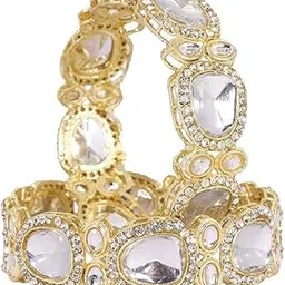 Women's Traditional Kundan Work Latest Gold Plated Bangle Set for Weddings-picture-58