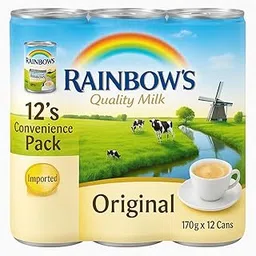 Rainbow's Quality Milk Original – 12’s Convenience Pack – Long Shelf Life Evaporated Milk – Ideal for Tea, Coffee & Desserts – 170g x 12 Cans-picture-17