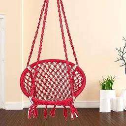 Patiofy Cotton Netted Round Large Swing for Adults/Swing for Balcony/Swing Chair for Adults for Home/Hammock Swing for Adults/Swing Chair Wooden/Without Hanging Kit (120Kgs Weight Capacity- Red)-image-30