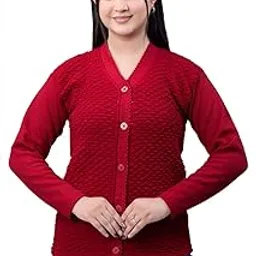 woolvella Women Stylish Cardigan Sweater V Neck Long Sleeves Women Sweater Cardigan (Red)-picture-10