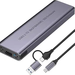 M.2 NVMe NGFF SSD Enclosure, Aluminum USB 3.1 Gen2 10Gbps External SSD Case for NVMe PCIe SATA M and M&B Key for 2230/2242/2260/2280 with 2-in-1 USB A/C Cable Supports UASP & Trim ( S186 )-picture-23