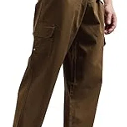 veirdo Pure Cotton Baggy Fit Regular Length Mid Rise 4 Pocket Cargos for Men (Colors: Black, Olive, Grey, Brown & Navy)-picture-51