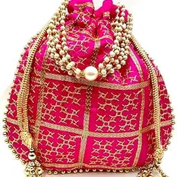 byra Women Designer Embroidered Potli Bag with Pearl Handle-picture-49