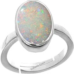 ayush gems AYUSH GEMS2.00 Carat Natural Certified AA++ Quality Australian White Opal Astrological Purpose Loose Gemstone Panchdhatu Silver Plated Ring for Man and Women-picture-13