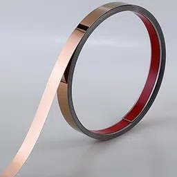 Rose Gold Metal Trim Wall Strip 12 mm x 16.4ft(5mtr) Stainless Steel PVD Coated 8K Mirror Gold Finish Flat Trim Strip Profile Roll for Wall Decoration, Furniture, Highlighters (Pack of 1)-picture-11