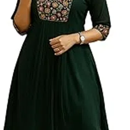 wild woven Women’s Blooming Georgette Anarkali Kurti with Embroidered Yoke, V-Neck Design, Pleated Flare and Attached Lining-picture-23