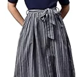 cottinfab Women Blue & Striped Fit & Flare Dress-picture-18