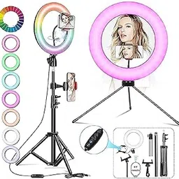AJO RGB Selfie Ring Light, LED Ringlight 3200-6500K with Tripod Stand & Cell Phone Holder Photography Reel Maker kit with Light and Tripod-picture-35
