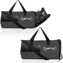 Kuber Industries Pack of 2 Water Resistant 3 Compartment Gym Bags for Men |Yoga/Workout & Football Bag with Shoulder Strap & Shoe Compartment for Girls & Boys | Grey & Black-image-19