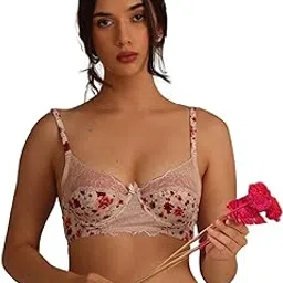 2peace Floral Lace Underwired Silk Bra, Pink and Red Floral Print, Romantic Collection-picture-22