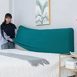 HOMETHREADS Stretchable Lycra/Velvet Bed Headboard Cover Soft BedHead Dust-Proof Cover,Head Back Protector for Your Leather/Cloth/Wooden Bedside|5 to 6.5 Feet Bed Back Cover (Sky Blue, 172x65cm) image 1