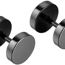 la belleza Earring for men and Boys |Fashion Black Studs | Dumbbells Shaped Studs/Unisex/Men's Bali-picture-23