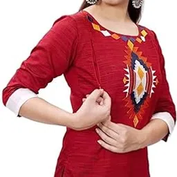 Women's Cotton A-Line Straight Kurtis for Women's BlackChck-image-93