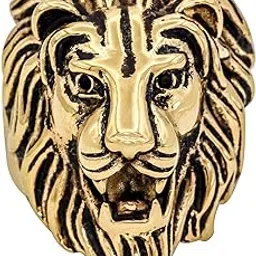 niue Vbirds Metal Gold Tone Lion Head Ring for Men (Indian Size 16-19)-picture-21