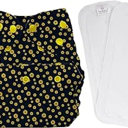 Bumberry Cloth Diaper Cover With 2 Wet Free Inserts Perfect For Babies Between 6-36 months, 7 to 15 Kgs, Sunflower print (Adjustable, Washable & Reusable, Snap Fit Diaper Cover With 2 Soakers)-picture-26