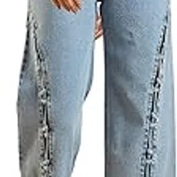 sassafras Women Dori Insert Detail Straight Fit Jeans image 1
