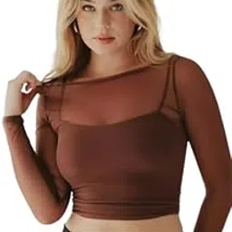 lll fashion Solid Mesh Casual Regular Long Sleeves for Women's-picture-11