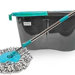 Spotzero by Milton Wow Spin Mop Set – Microfiber Bucket Mop with 360° Rotating Extendable Handle, Separate Wringing & Cleaning Mechanism – Wet & Dry Multi-Surface Floor Cleaner (Aqua Green)-image-41