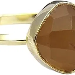 el joyero Designe Peach Moonstone Cushion Shape Gemstone Ring | Rose Cut Handmade Brass Band | Gold Plated Gift For Her Ring Jewelry 1094 43-picture-23