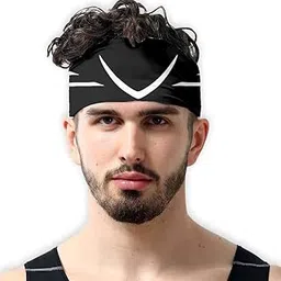 Headband Men Women Unisex Sports Gym Workout Exercise Tennis Cricket Football Badminton Other Sports (Black,White)-image-5