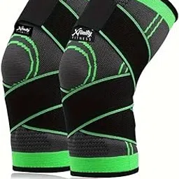 Xfinity Fitness Dual Strap Compression Knee Sleeve, Knee Brace for Men & Women, Running, Crossfit, Basketball, Pain Relief, ACL MCL Support, Adjustable Strap(PACK OF 2) (2, Green)-picture-13