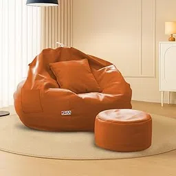 SHIRA 24 4XL Bean Bag Cover with Footrest & Cushion (Without Beans) (Orange, 4XL)-picture-17