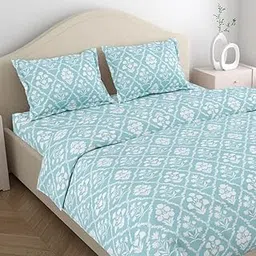 Haus & Kinder 100% Cotton Bedsheet for King Size Bed,186 TC Soft Cotton Bedsheet for Double Bed, King Size Bed Sheet with 2 Pillow Covers,Festive Floral-picture-14