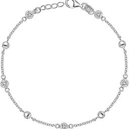 925 Sterling Silver Bracelet for Women and Girls | Silver Station CZ Ball Bead Charm Bracelet | BIS Hallmarked Bracelet Jewelry Gift for Birthday Anniversary Wedding-image-68