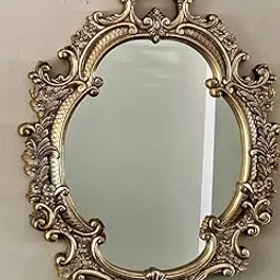 AFFIZU HANDICRAFTS Wall Mirror Frame, Wooden Mirror Frame, Best Hand Carving Frame for Home Living Room Bedroom Office Decor, Golden Color, 36x24 Inch Without Mirror-picture-11