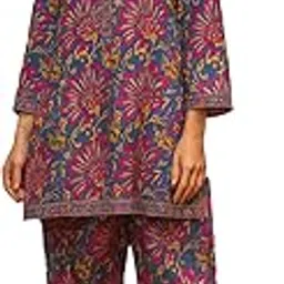 lookmark Women's Printed Cotton Blend Straight Kurta and Pant Set | Kurta Set for Women | Women Kurta | Women Kurta Sets Kurtis | Women Kurta Pant Set-picture-28