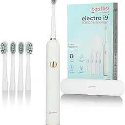 Toothsi Electro i9 Sonic Electric Toothbrush | Smart Electric Toothbrush for Men & Women | with 6 Modes & 5 Brush Heads | IPX 7 Waterproof | Rechargeable | Oral Care | White image 1