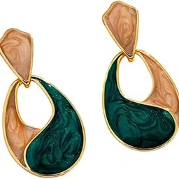 Women’s Alloy Enamel Drop Earrings with Dual-Tone Abstract Design and Gold Plated Finish for Formal and Ethnic Occasions-picture-29