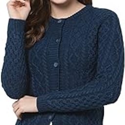 kalt Women Sweater for Winters Woolen Acrylic Full Sleeve Round Neck Cable Design Cardigan Sweater for Women Winter Woollen Stylish-picture-1